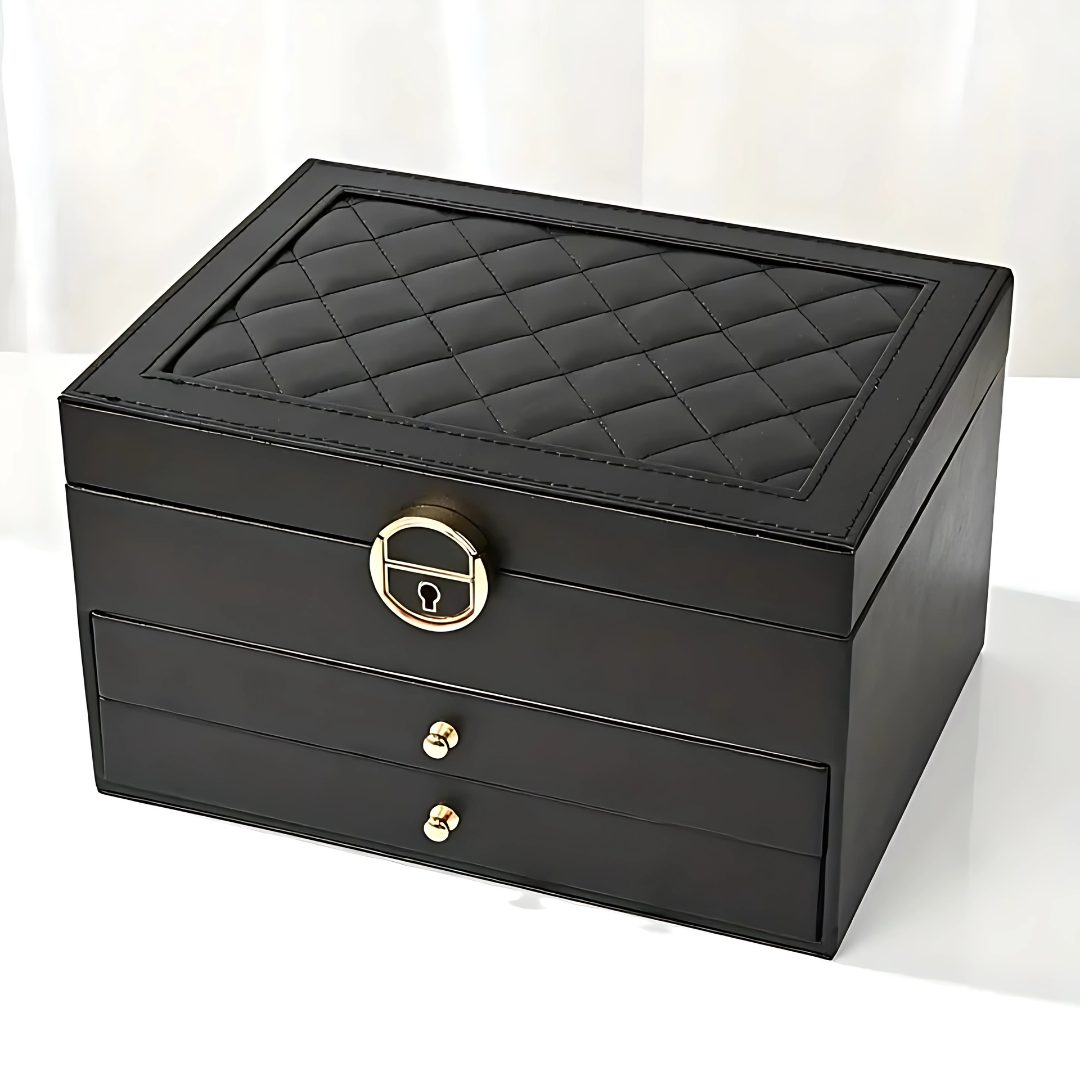Multi-Layer Leather Jewelry Organizer with Plush Lining for Rings and Necklaces