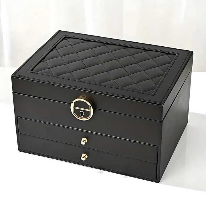 Multi-Layer Leather Jewelry Organizer with Plush Lining for Rings and Necklaces