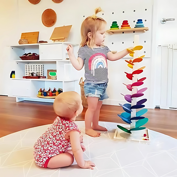 BowLift | Wooden Rainbow Marble Run Tower