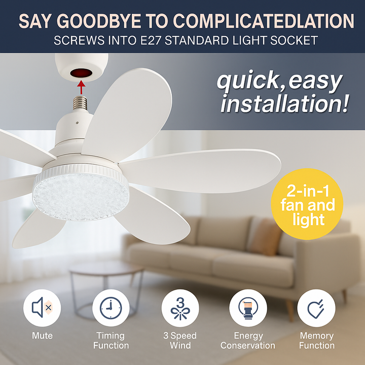 BowLift | Elegant Flower Energy Saving RC Ceiling Fan Lamp