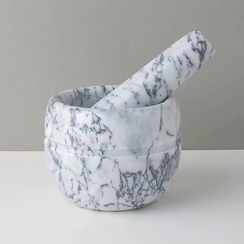 BowLift | Marble Mortar and Pestle;  
Size: 13*13*9cm;  
Pestle: R5*15cm;