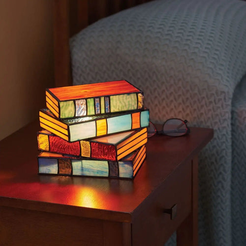 BowLift | Bedside Lamps Stained Glass Book Stack Light