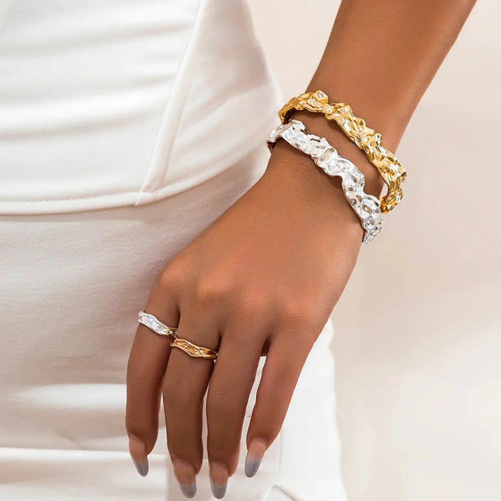 BowLift | Irregular Crumbled Textured Bangle Bracelet
