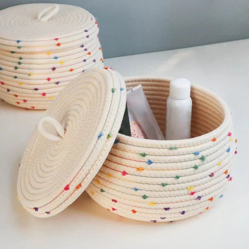 BowLift | Large storage basket made of cotton rope with lid