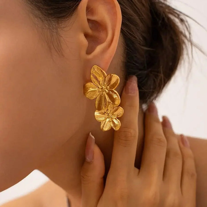 BowLift | Layered Hibiscus Flower Floral Earrings