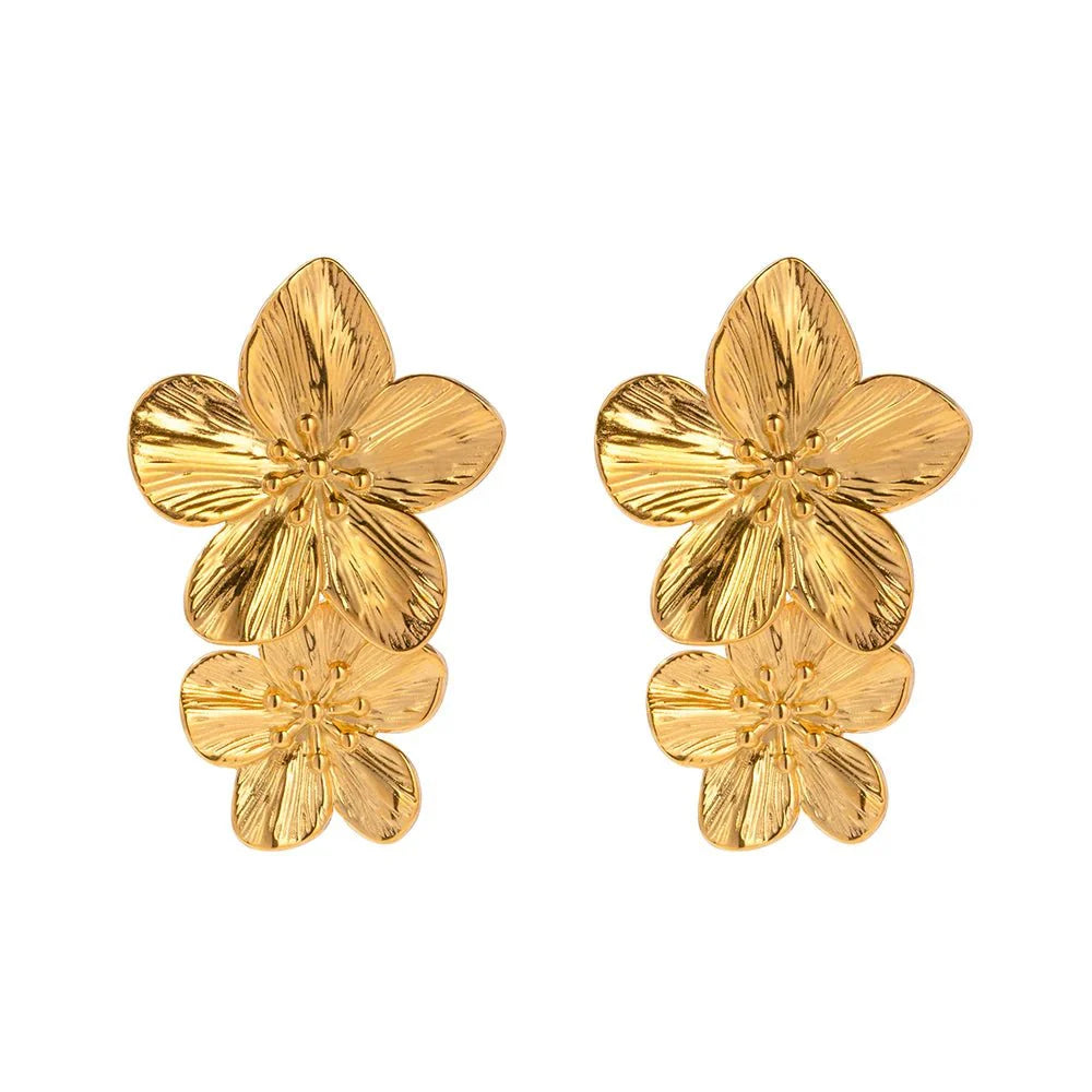 BowLift | Layered Hibiscus Flower Floral Earrings