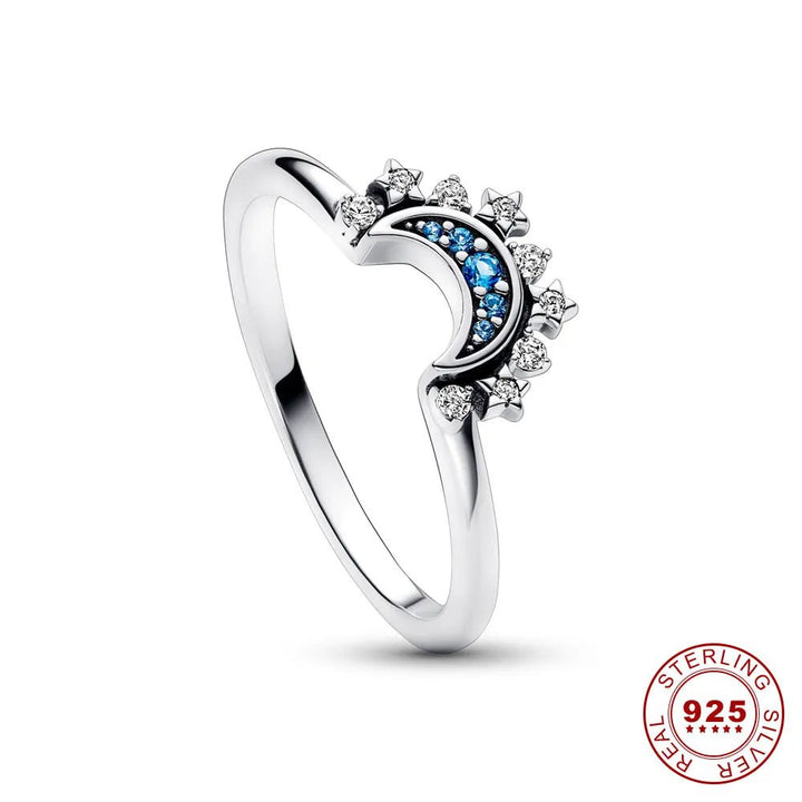 BowLift | HELIARA RING – Sterling Silver Crystal Ring with Sun & Moon Design
