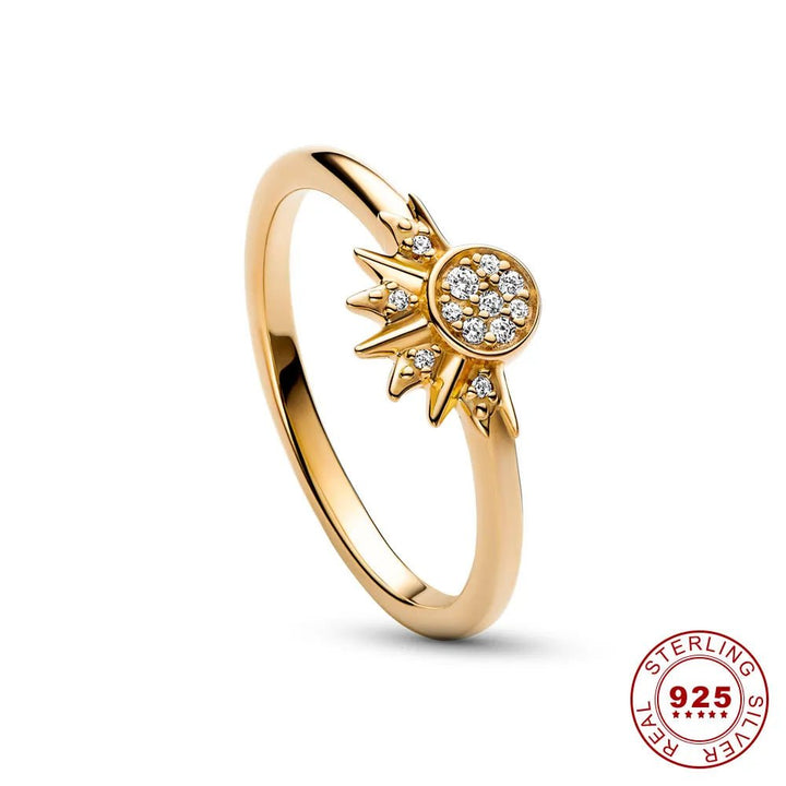 BowLift | HELIARA RING – Sterling Silver Crystal Ring with Sun & Moon Design