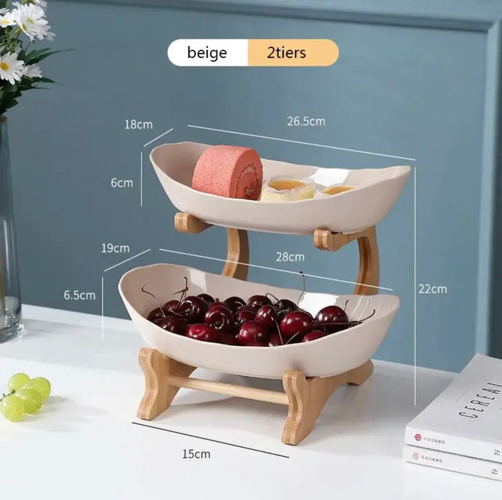 BowLift | BambuNest – Modern Bamboo Fruit Basket with Removable Trays & Multi-Tier Design