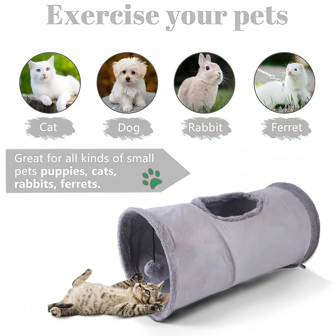 Collapsible Winter Suede Cat Tunnel Bowlift