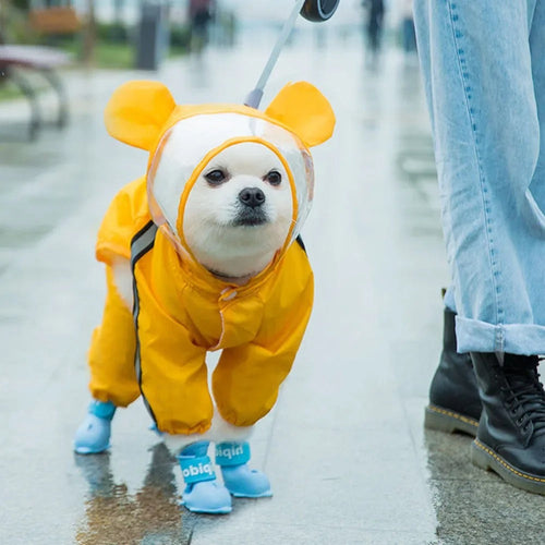 BowLift | Adorable Bear-Themed Full Body Dog Raincoat with Reflective Safety Features