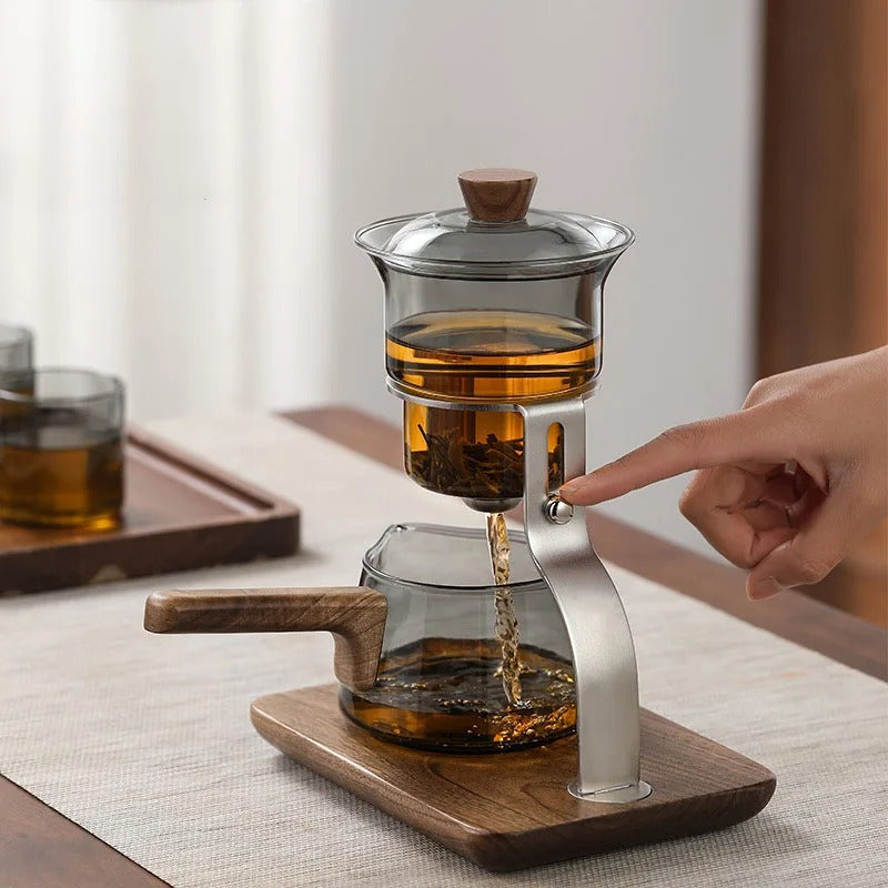 BowLift | Walnut Signature One-Key Glass Tea Set