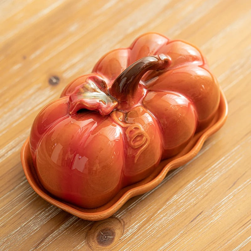 BowLift | Pumpkin-Shaped Ceramic Plate | Rustic Fall Tableware | Durable & Dishwasher Safe | PumpkinWare