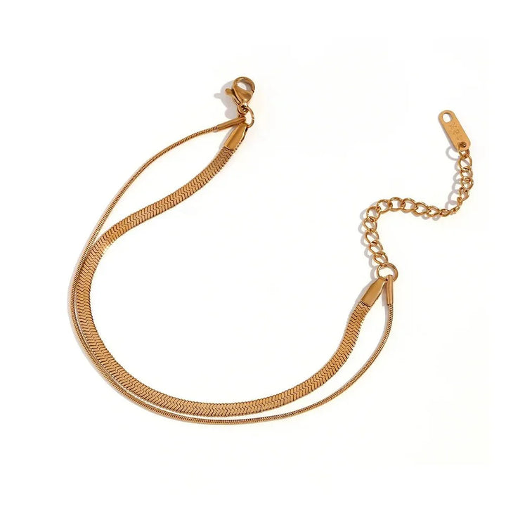 BowLift | Minimal Herringbone & Dainty Snake Chain Layered Bracelet
