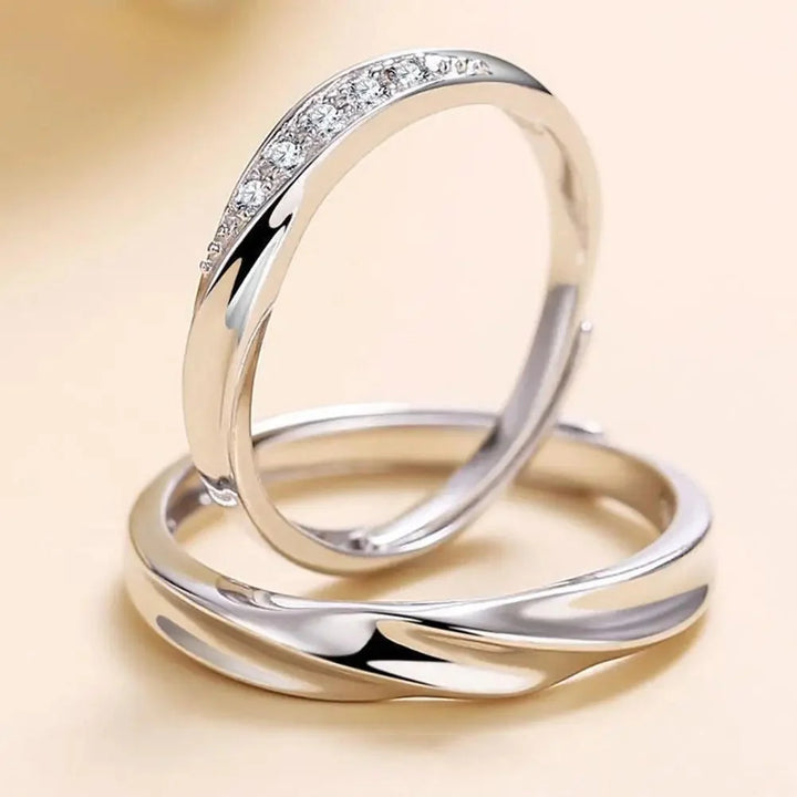 BowLift | Minimal Wave Textured Couples Rings