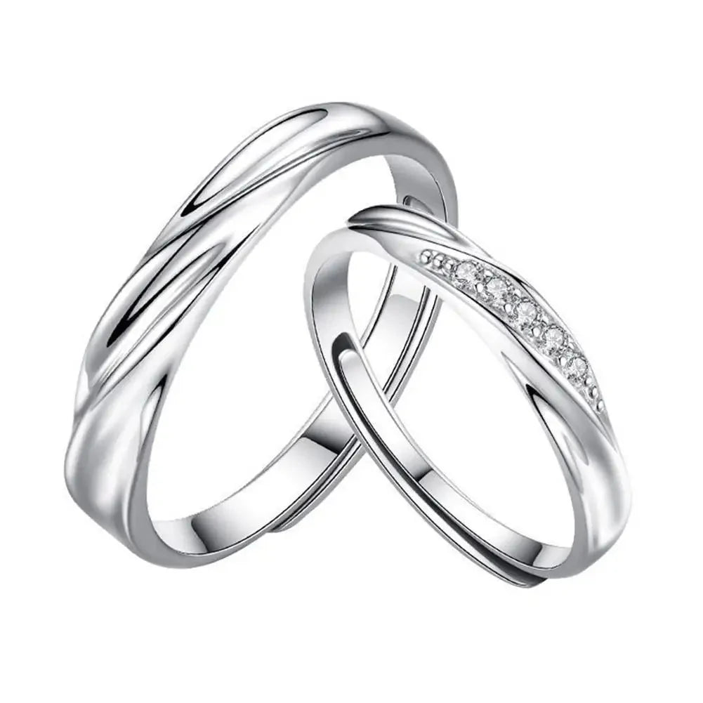 BowLift | Minimal Wave Textured Couples Rings