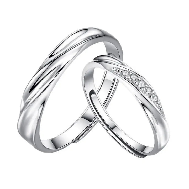 BowLift | Minimal Wave Textured Couples Rings
