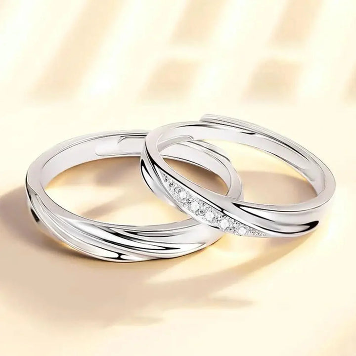 BowLift | Minimal Wave Textured Couples Rings