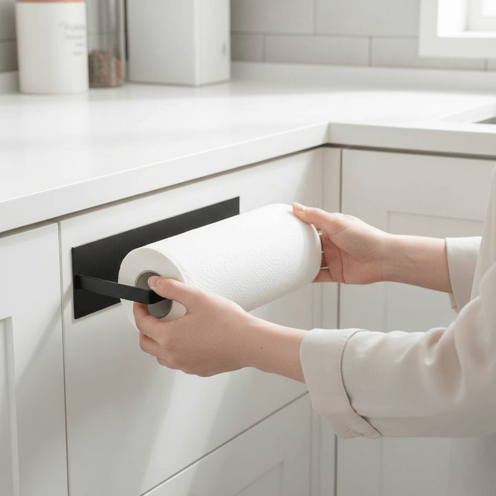 BowLift | NeatHold – Space-Saving Mounted Paper Towel Holder with Durable Iron Design