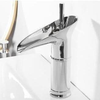 BowLift | Antique Brass Waterfall Bathroom Sink Faucet