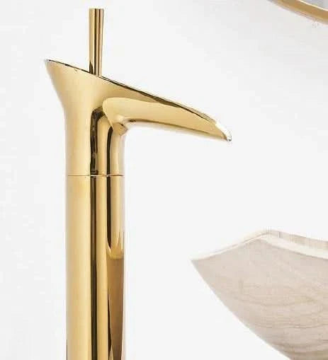 BowLift | Antique Brass Waterfall Bathroom Sink Faucet