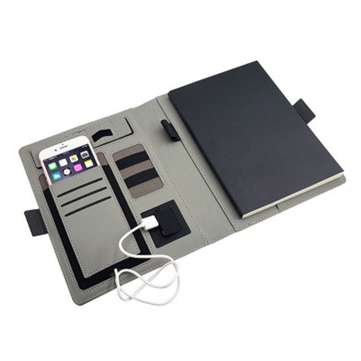BowLift | POWERFOLIO – A5 Leather Notebook with Built-in Wireless Charger