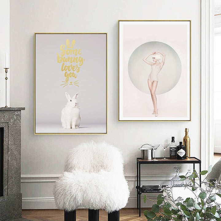 Sweet Bunny - Canvas Wall Art Painting | Bowlift