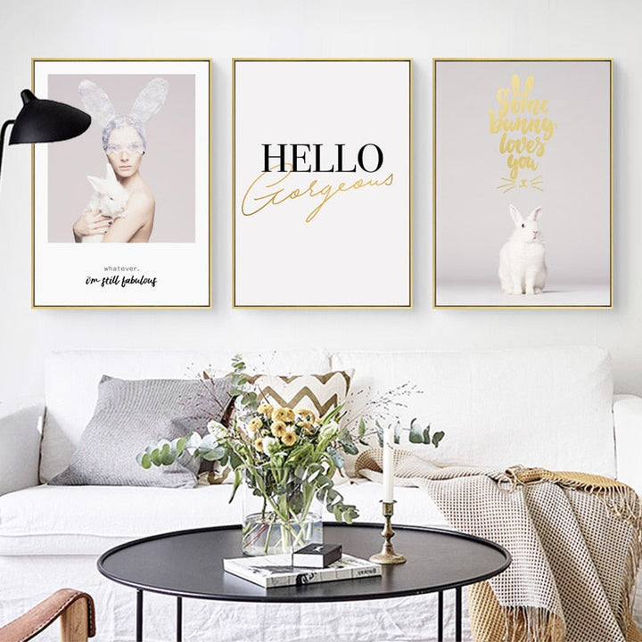 Sweet Bunny - Canvas Wall Art Painting | Bowlift