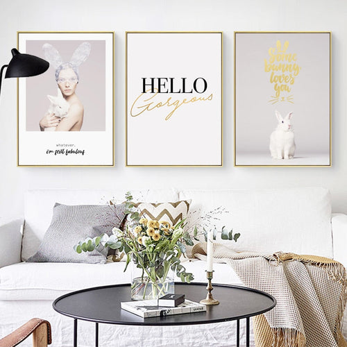 Sweet Bunny - Canvas Wall Art Painting | Bowlift