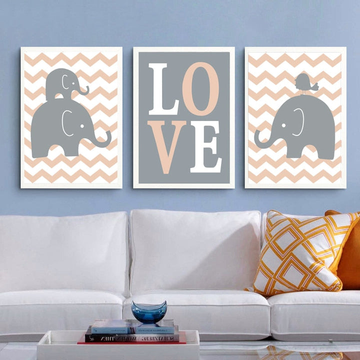 Sweet Elephants - Canvas Wall Art Painting | Bowlift