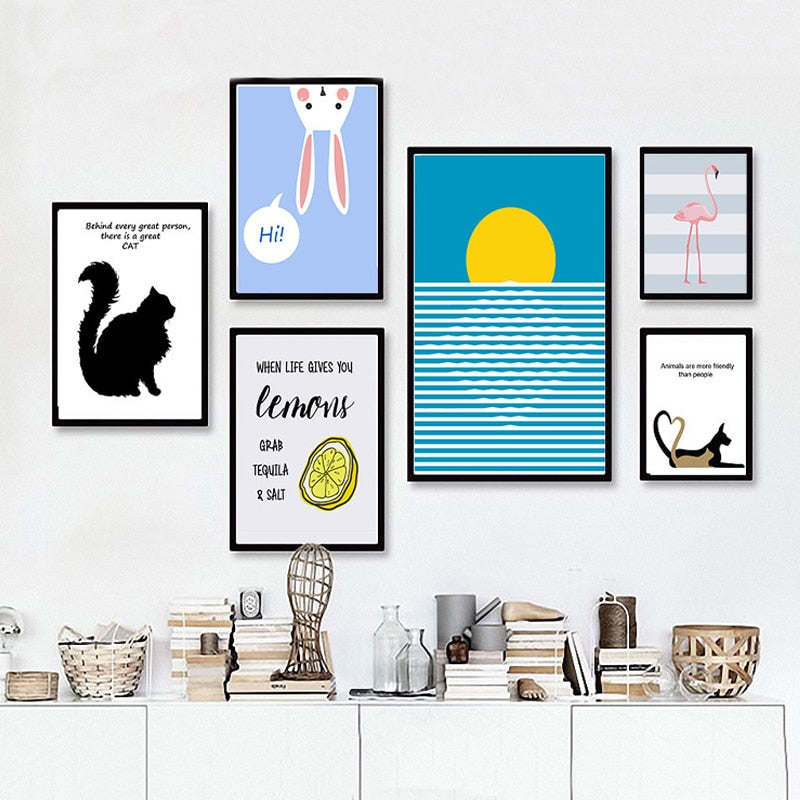 Modern Cartoon Animals - Canvas Wall Art Painting with Animal Designs