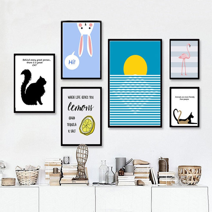 Modern Cartoon Animals - Canvas Wall Art Painting with Animal Designs