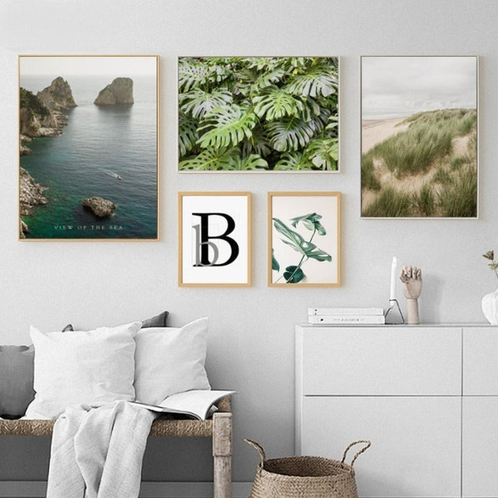Modern Refreshing Landscape Green Leaves - Canvas Wall Art Painting | Bowlift