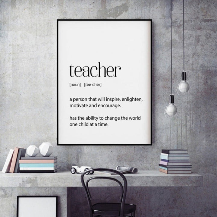 Teacher Gifts Definition Appreciation - Canvas Wall Art Painting | Bowlift