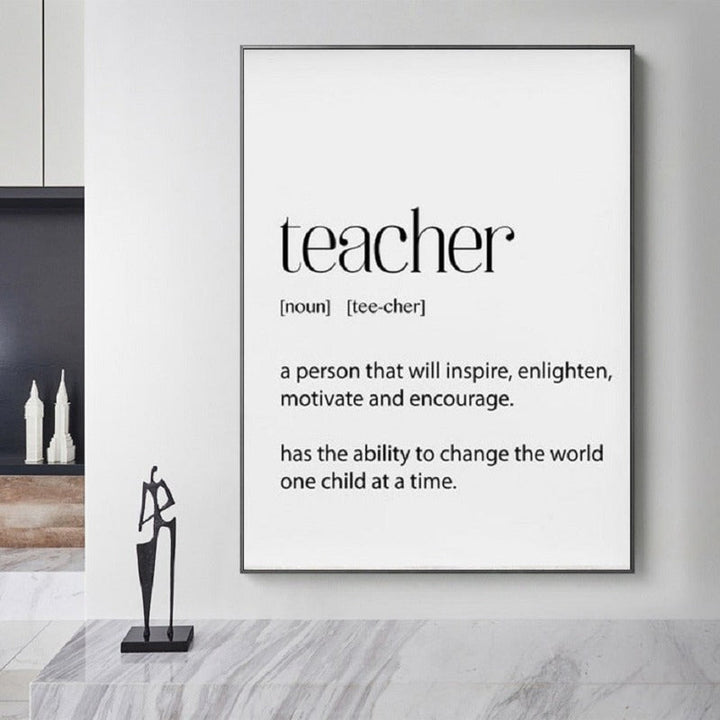 Teacher Gifts Definition Appreciation - Canvas Wall Art Painting | Bowlift