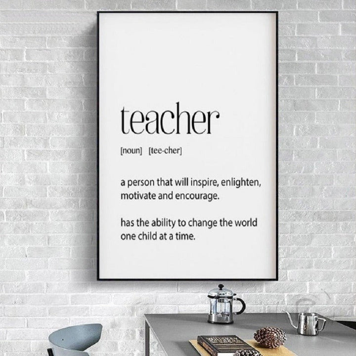 Teacher Gifts Definition Appreciation - Canvas Wall Art Painting | Bowlift