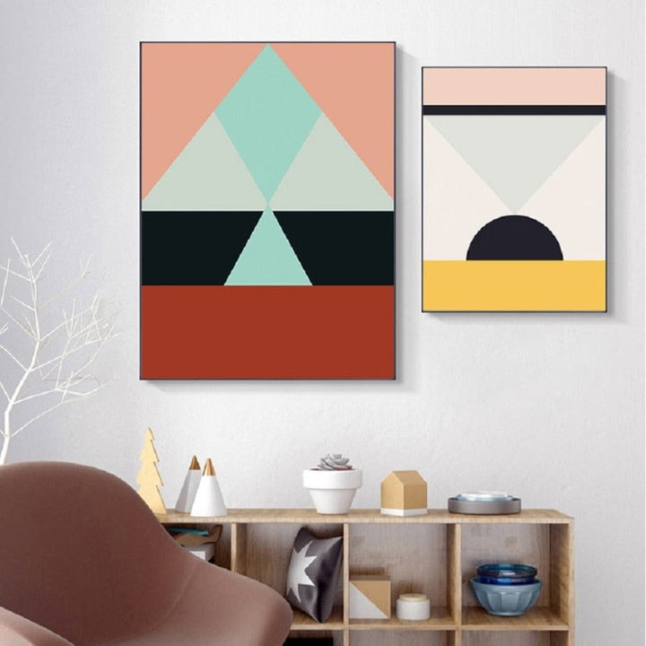 Modern Scandinavia Abstract Triangles - Canvas Wall Art Painting | Bowlift