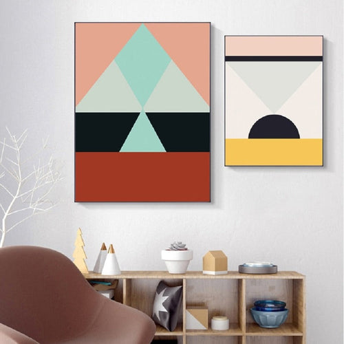 Modern Scandinavia Abstract Triangles - Canvas Wall Art Painting | Bowlift