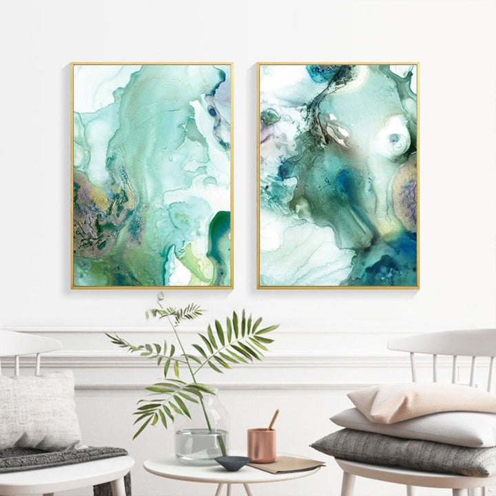 Mint Sea Marble - Canvas Wall Art Painting | Bowlift
