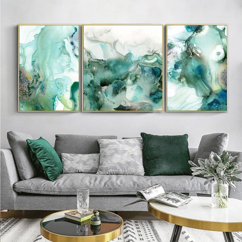 Mint Sea Marble - Canvas Wall Art Painting | Bowlift