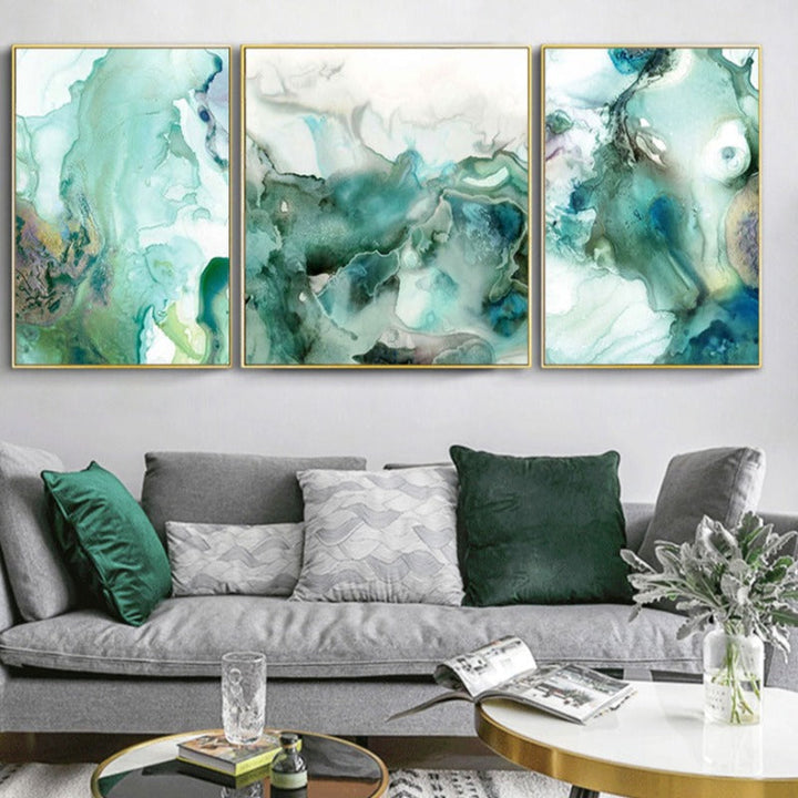 Mint Sea Marble - Canvas Wall Art Painting | Bowlift