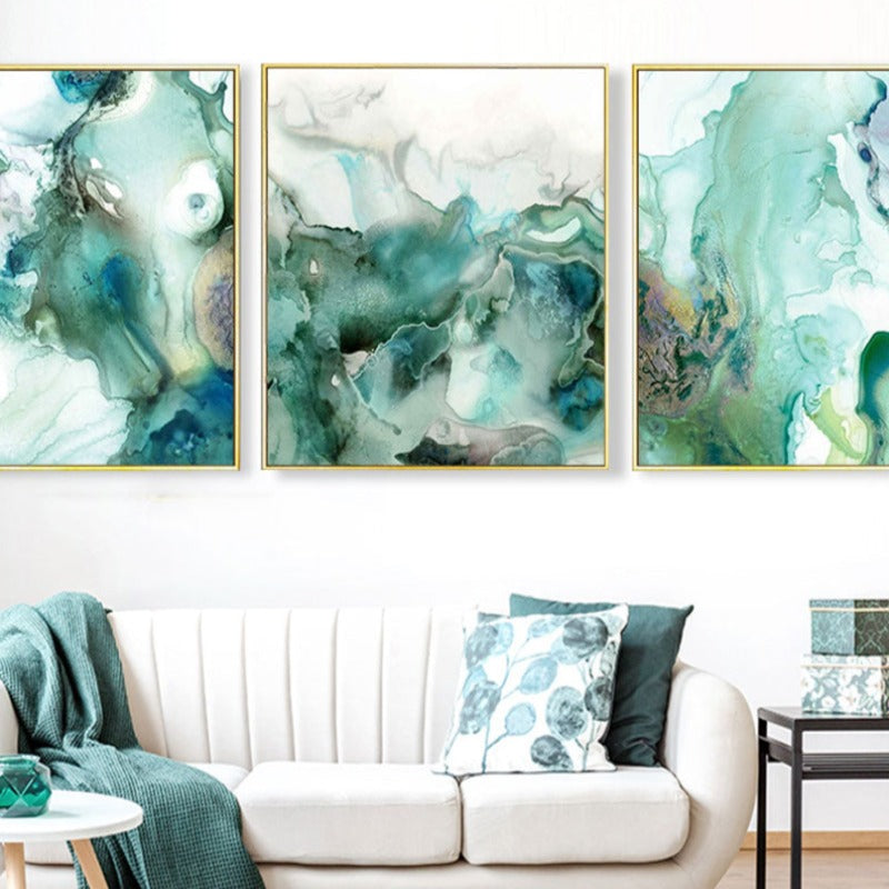 Mint Sea Marble - Canvas Wall Art Painting | Bowlift