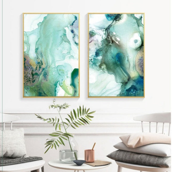 Mint Sea Marble - Canvas Wall Art Painting | Bowlift