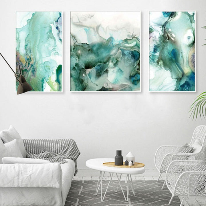 Mint Sea Marble - Canvas Wall Art Painting | Bowlift