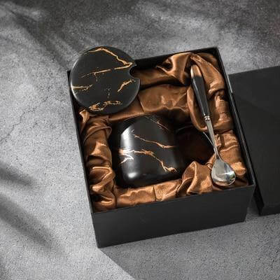 BowLift | Elegant Marble Ceramic Coffee Mug Gift Set