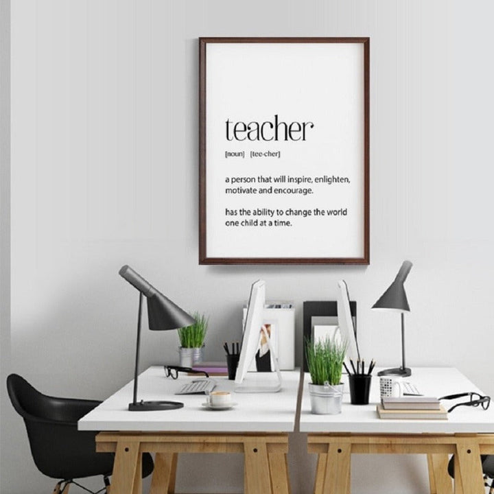 Teacher Gifts Definition Appreciation - Canvas Wall Art Painting | Bowlift