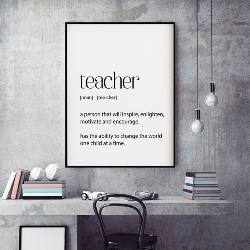 Teacher Gifts Definition Appreciation - Canvas Wall Art Painting | Bowlift