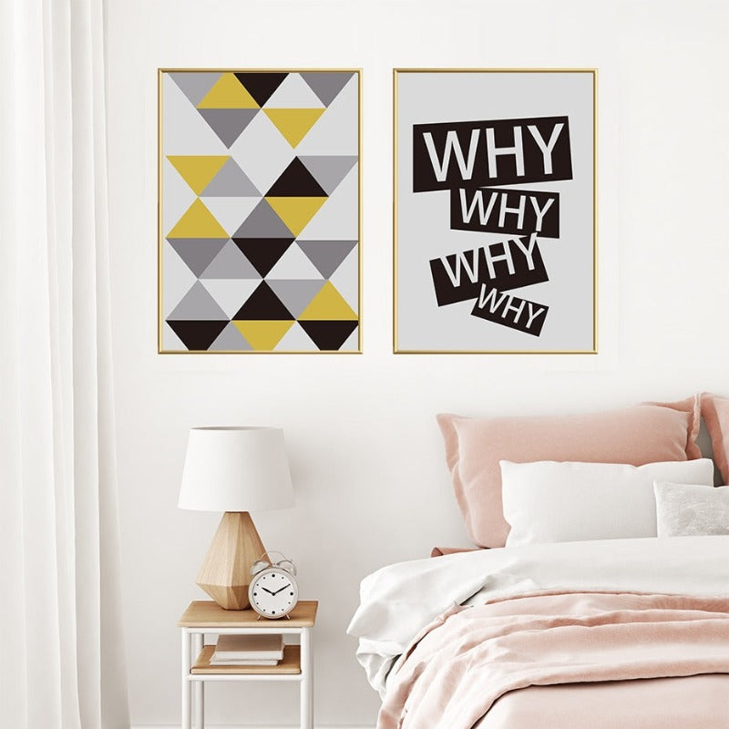 WHY WHY & TRIANGLES - Canvas Wall Art Painting | Bowlift
