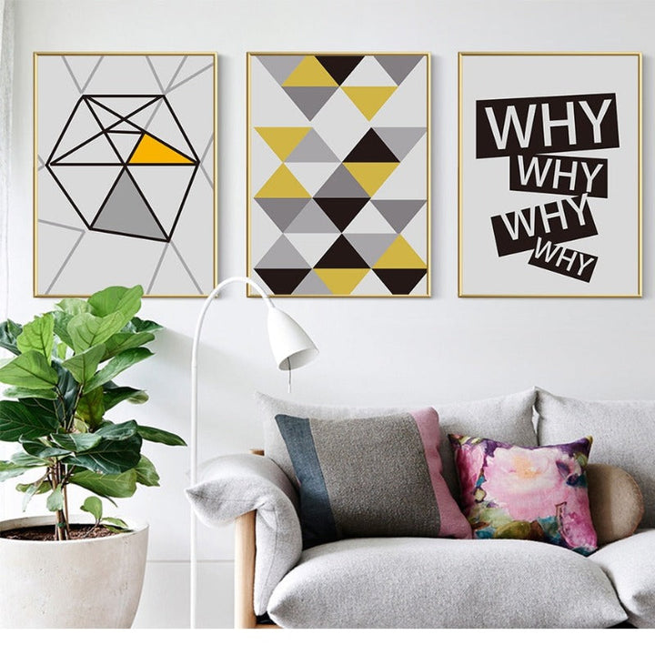 WHY WHY & TRIANGLES - Canvas Wall Art Painting | Bowlift