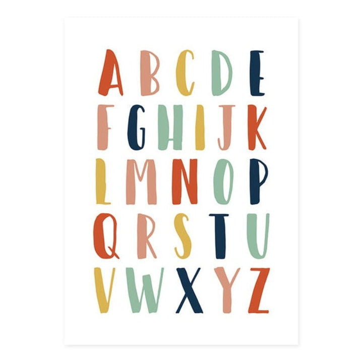 Modern Rainbow Alphabet Nursery  - Canvas Wall Art Painting | Bowlift